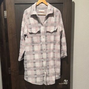 Pilcro Plaid Jacket in Gray and Pink